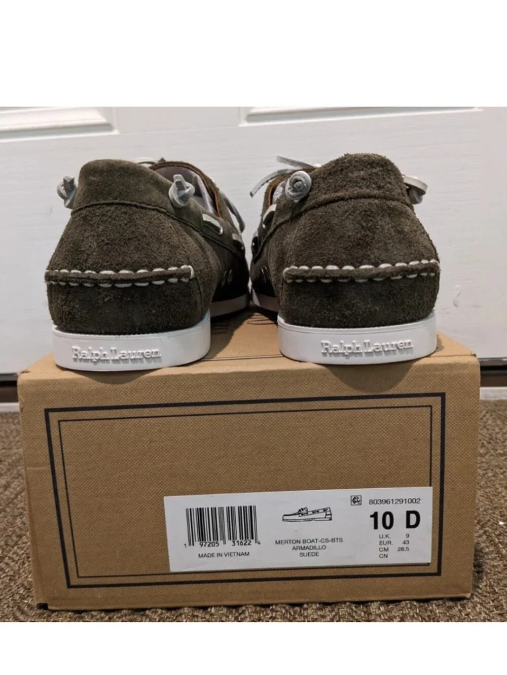 Polo Ralph Lauren Merton Suede Boat Shoe , Green, Men's Size 10 New With Box